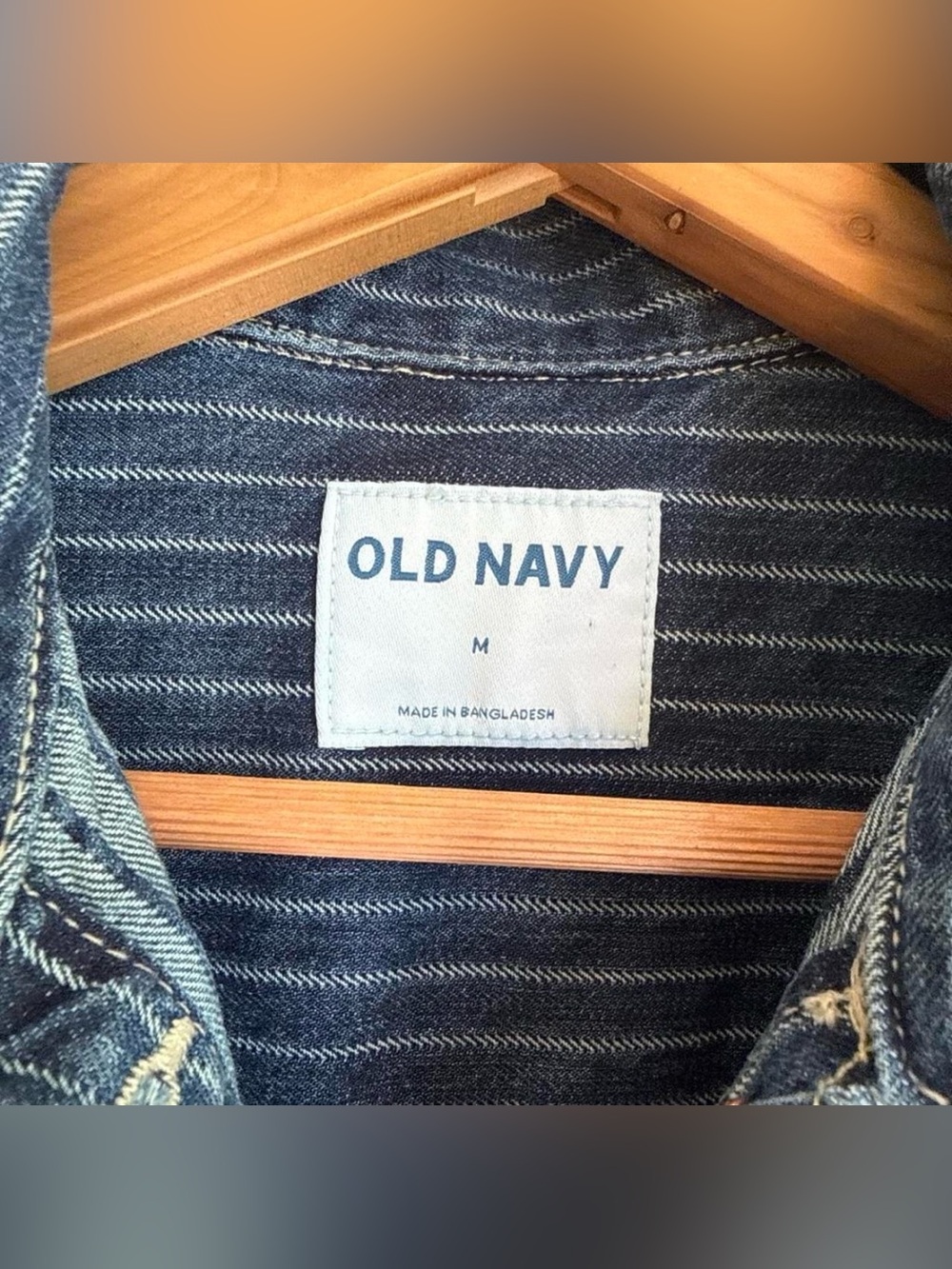 Old Navy Blue Pinstripe Workwear Denim Jacket - Picture 5 of 8